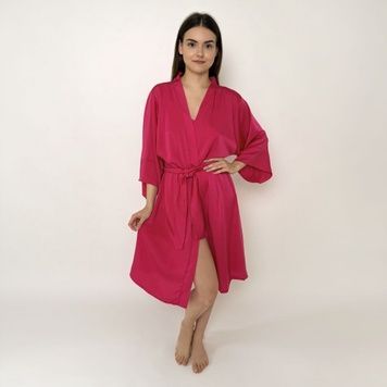 Women's silk night set "mango" - raspberry, S