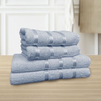 Memory towel set - smoke blue, 1 bath + 1 face